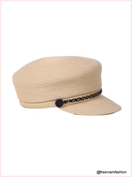 Newsboy Pillbox Hat with Ribbon Button Wide Brim Sun Protection Cocktail Church main image 6